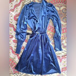 Francesca’s Blue Velvet Wrap Dress